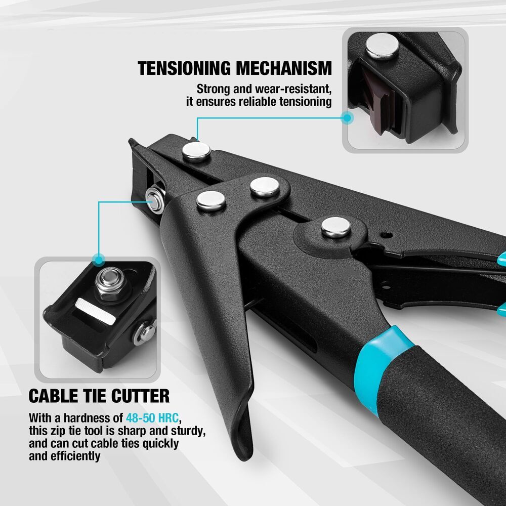 DURATECH 8-inch Zip Tie Tool Ergonomic Cable Tie Gun for Fastening Plastic Tool