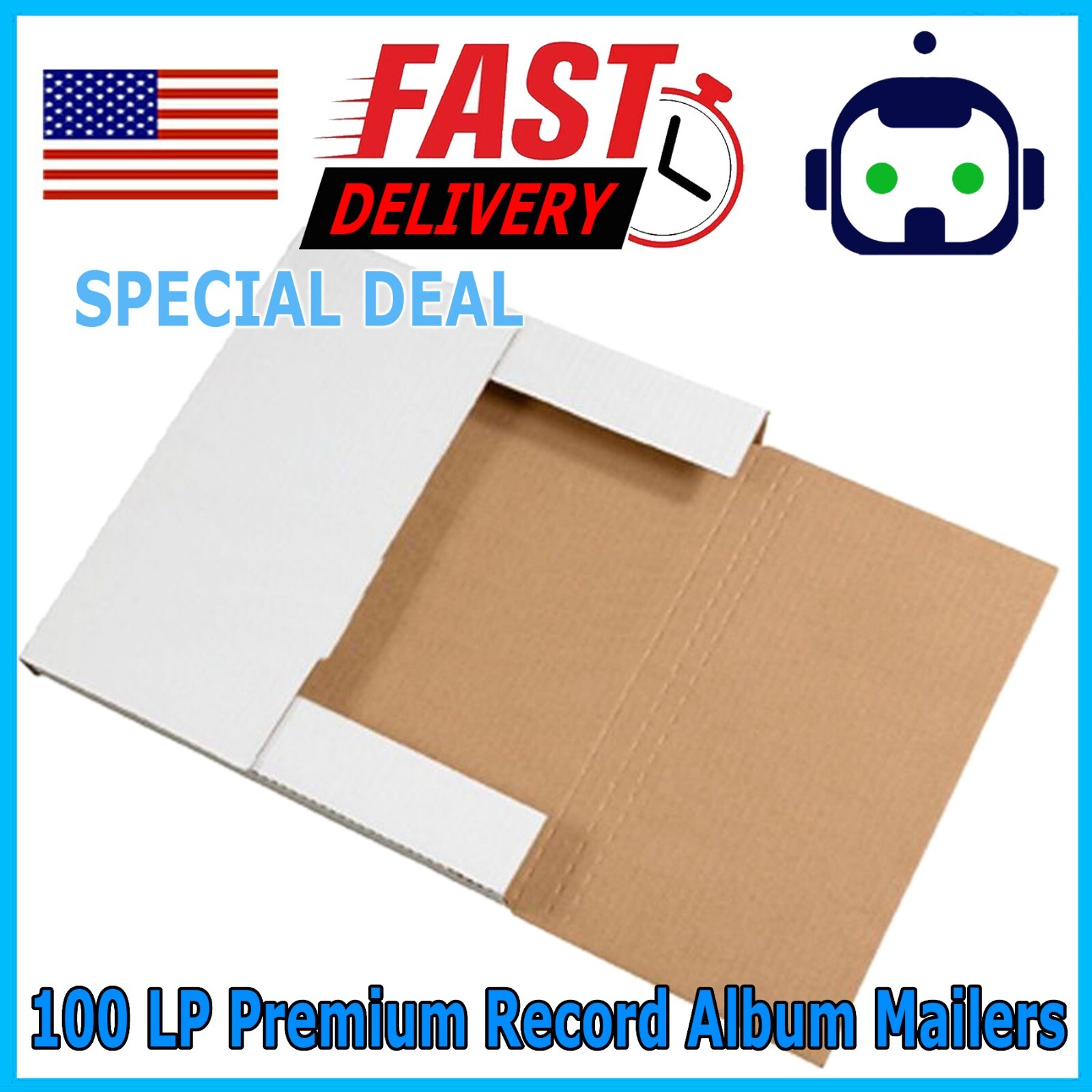 100 LP Premium Record Album Mailers Book Box Variable Depth Laser Disc Mailers