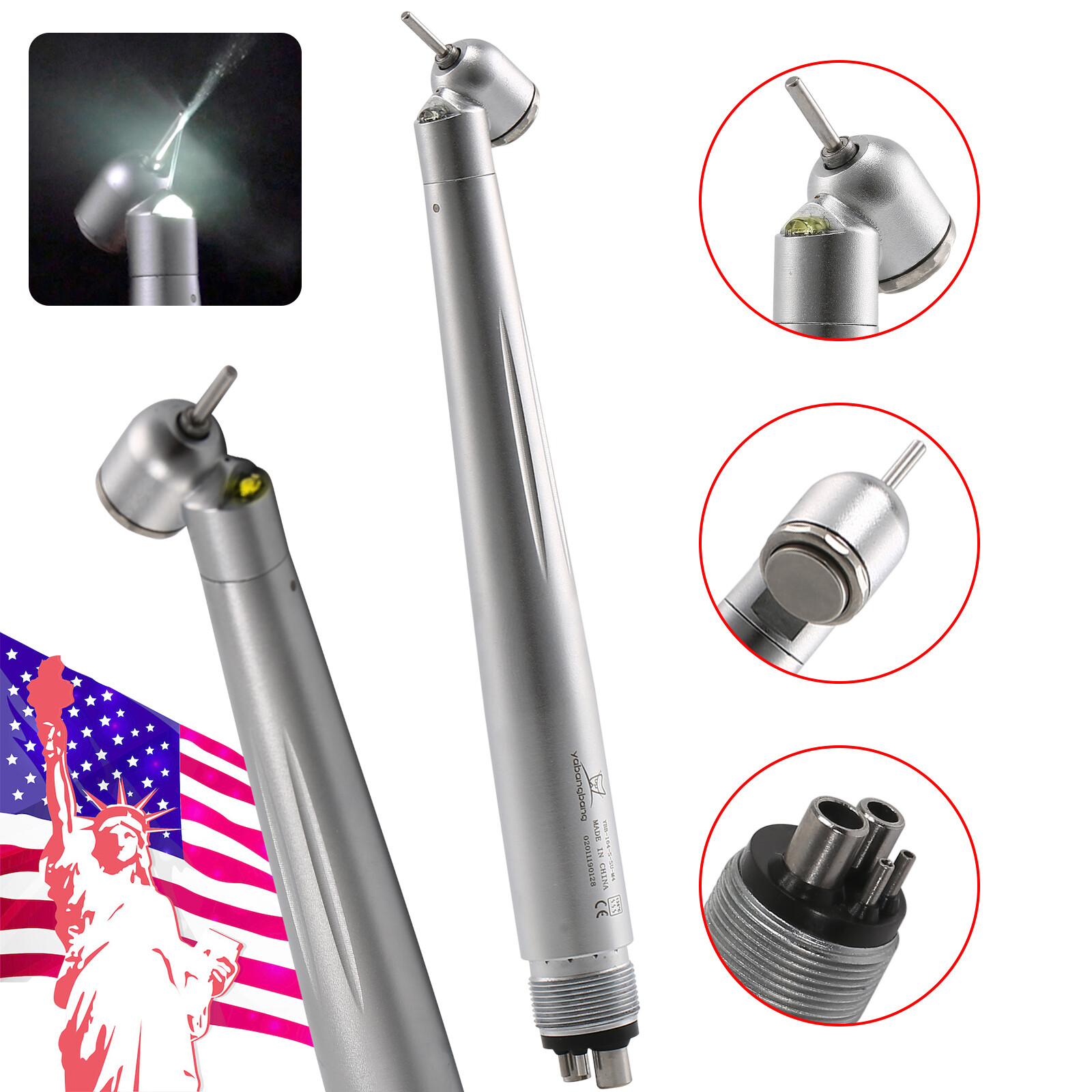 Dental 45° Angle/Large Head LED E-generator / Fiber Optic Handpiece 4H 6Pin YD6