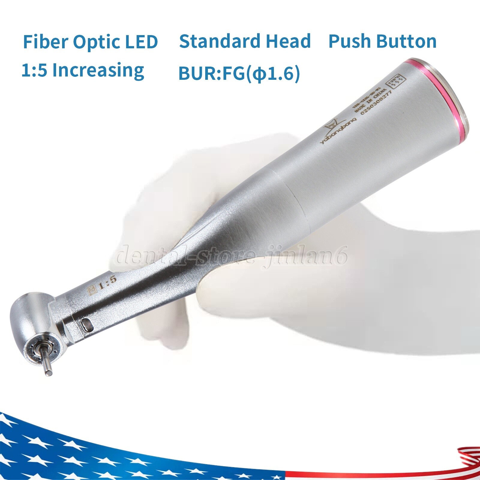 Dental 1:5 Increasing Contra Angle Optic LED Handpiece Fit for Electric Motor sk