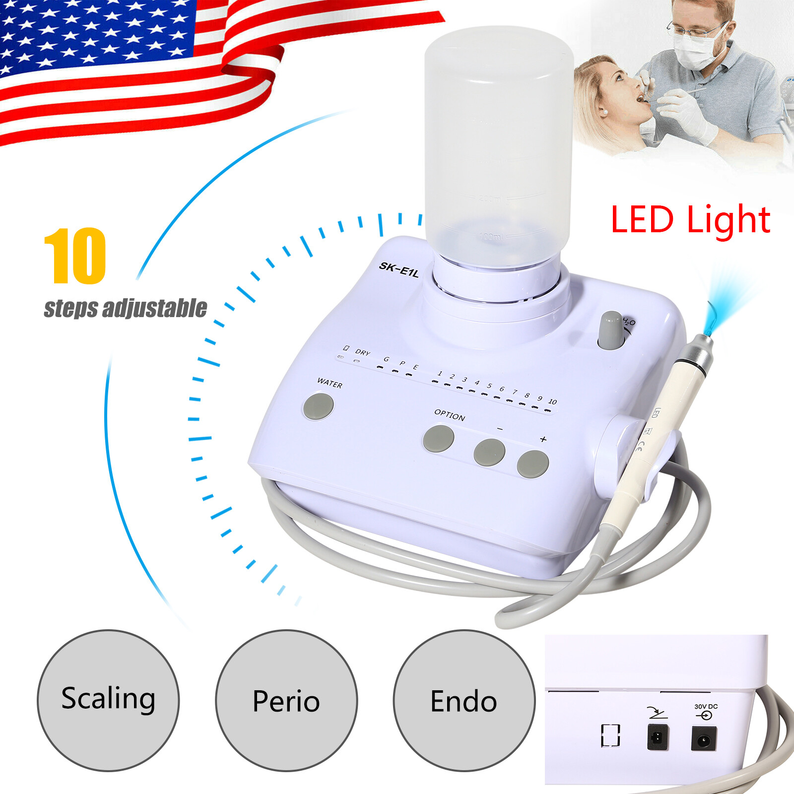 Dental LED Ultrasonic Piezo Scaler w/ auto water supply Fit EMS Woodpecker USA