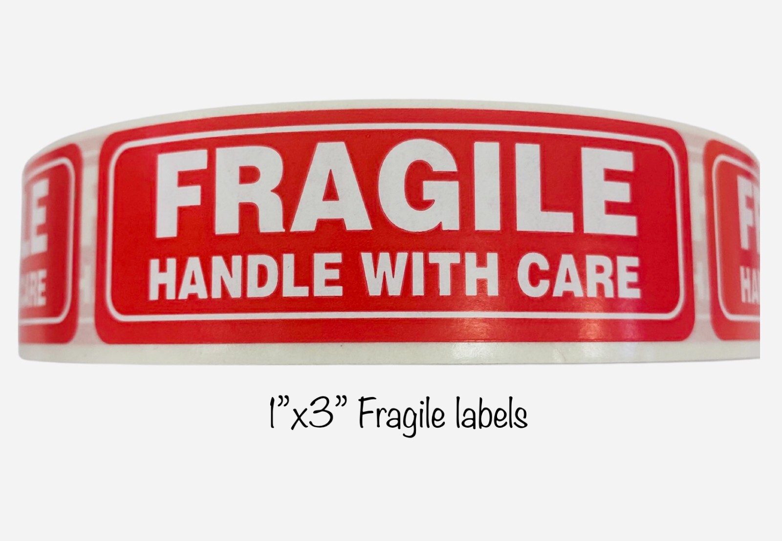 500 Red 1×3 Fragile Handle With Care Mailing Shipping Labels Stickers