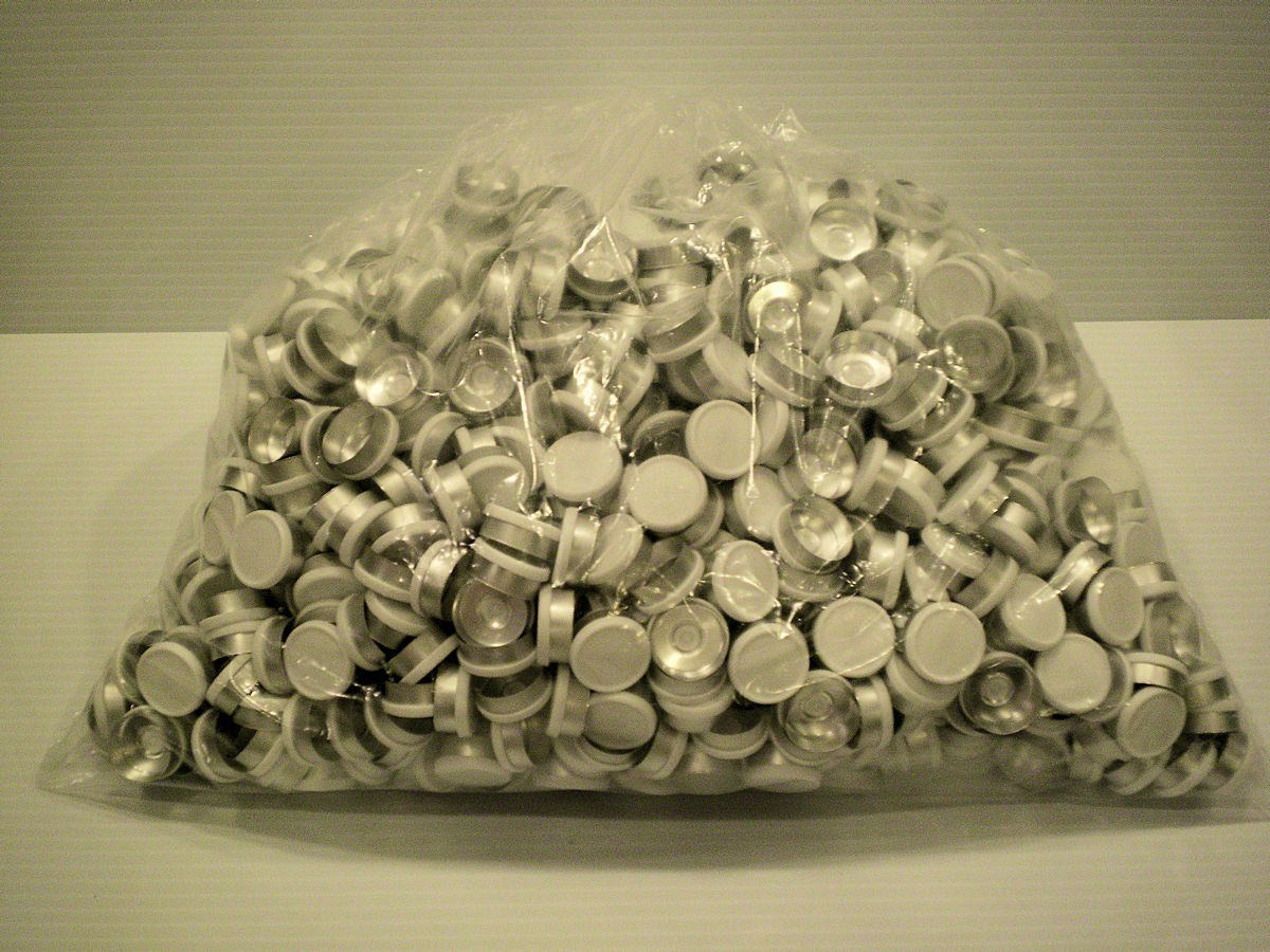 Large 1000 Pc. Lot 20mm Flip Top Cap Aluminum Crimp Seal for Serum Vials White