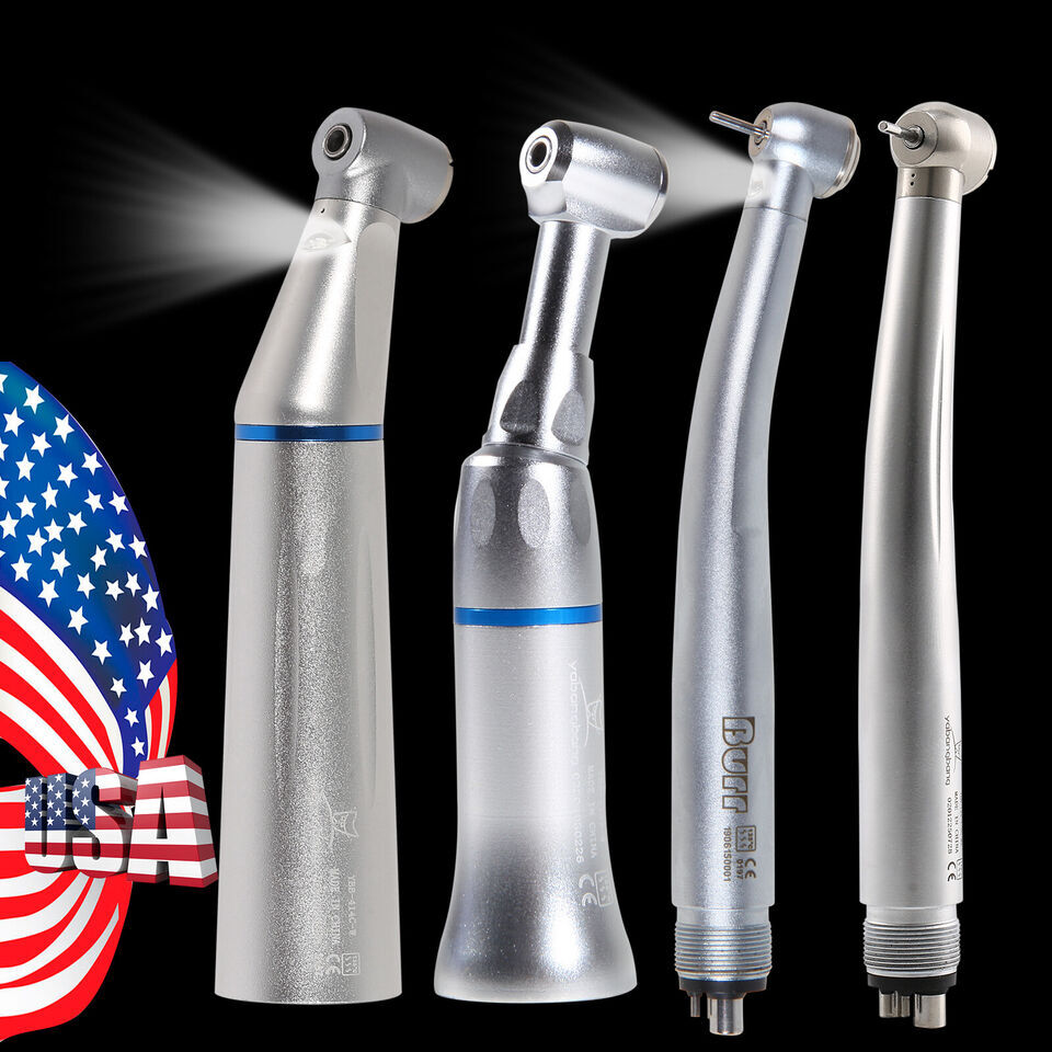 (LED) High Low Speed Contra Angle Handpiece Push E-type 1:1 USA KY Dental