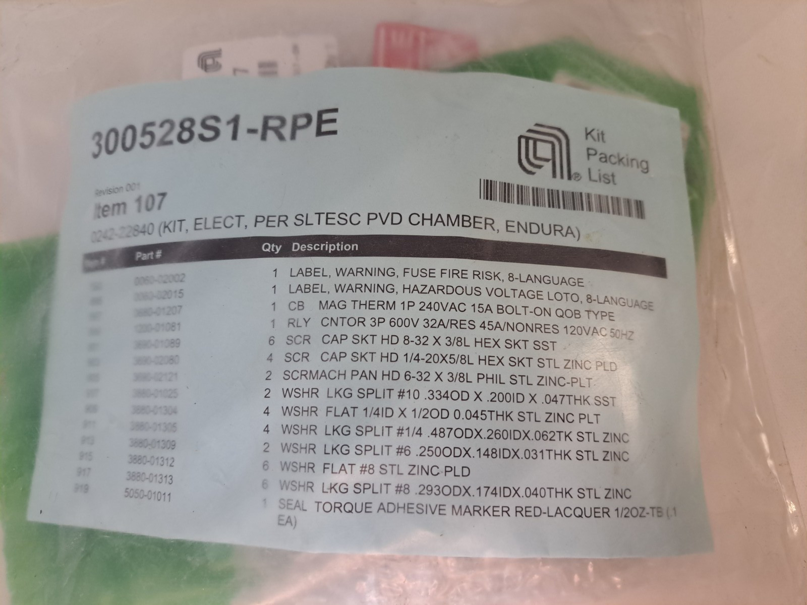 Applied Materials AMAT 0242-22840 Elec Kit Per SLTESC PVD Chamber Endura New