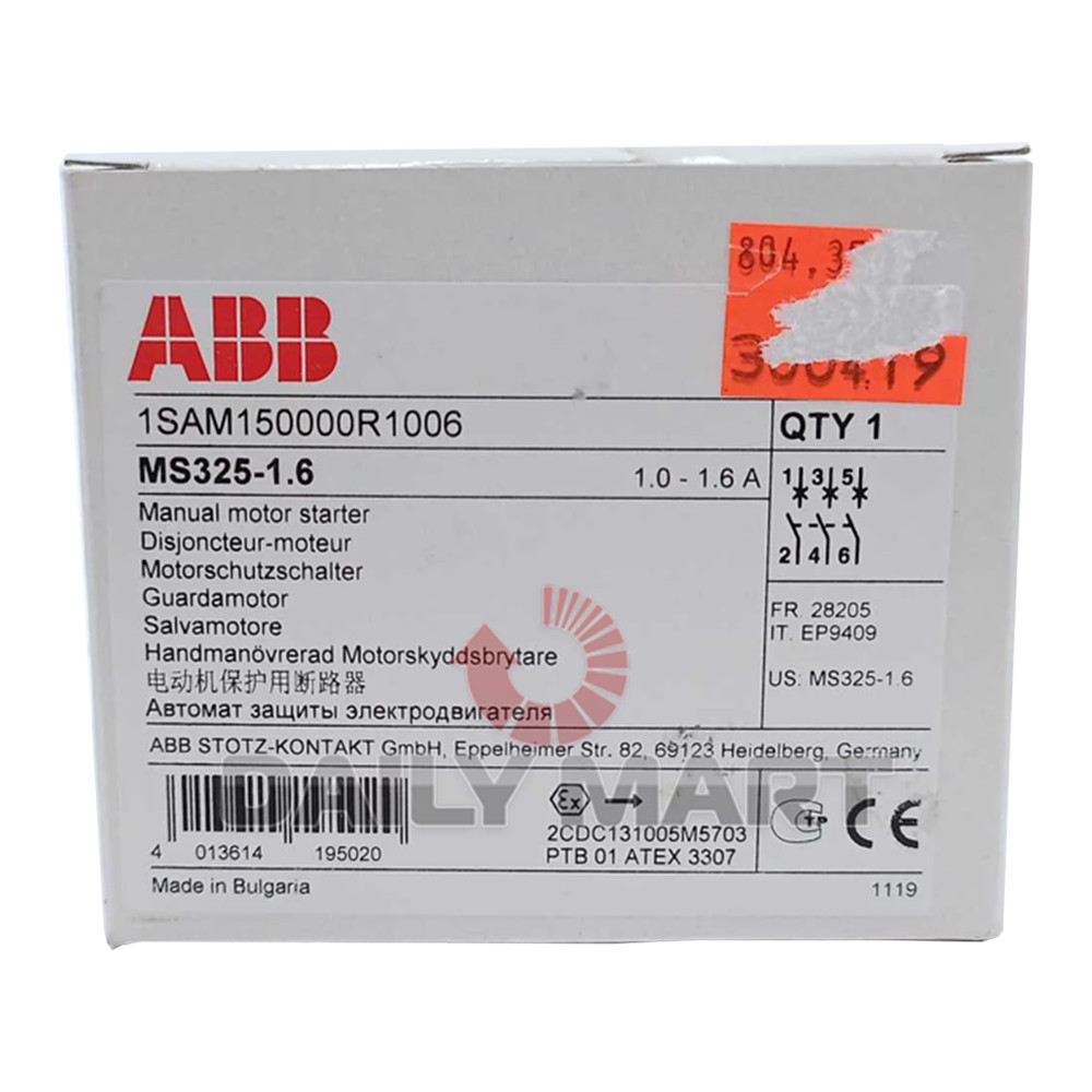 New In Box ABB MS325-1.6 Motor Circuit Breaker 1-1.6A