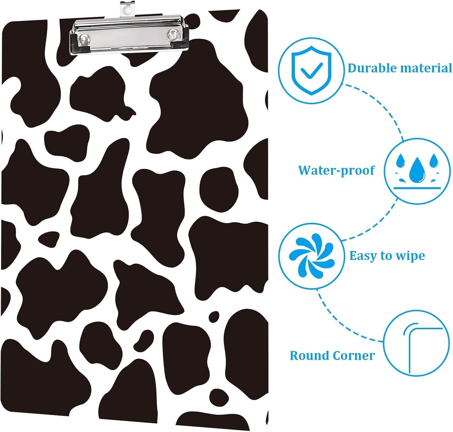 Cute Cow Print Clipboard A4 Letter Size Plastic Decorative, Pattern Varies