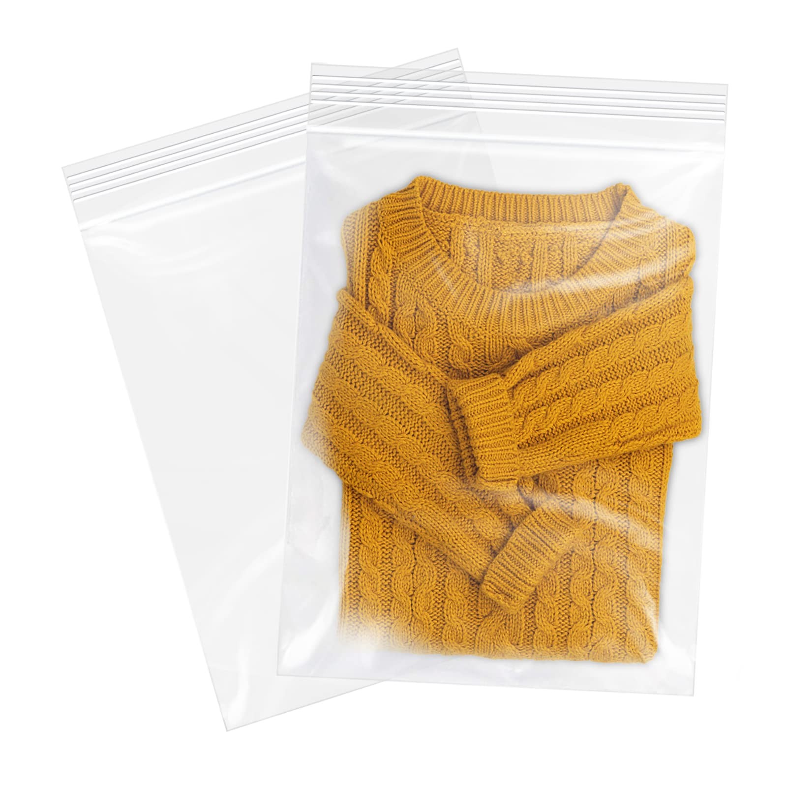 WEPOLY – 12″ x 18″(200 Count) Large Zip Plastic Poly Bags – 2 Mil Clear Reclo…