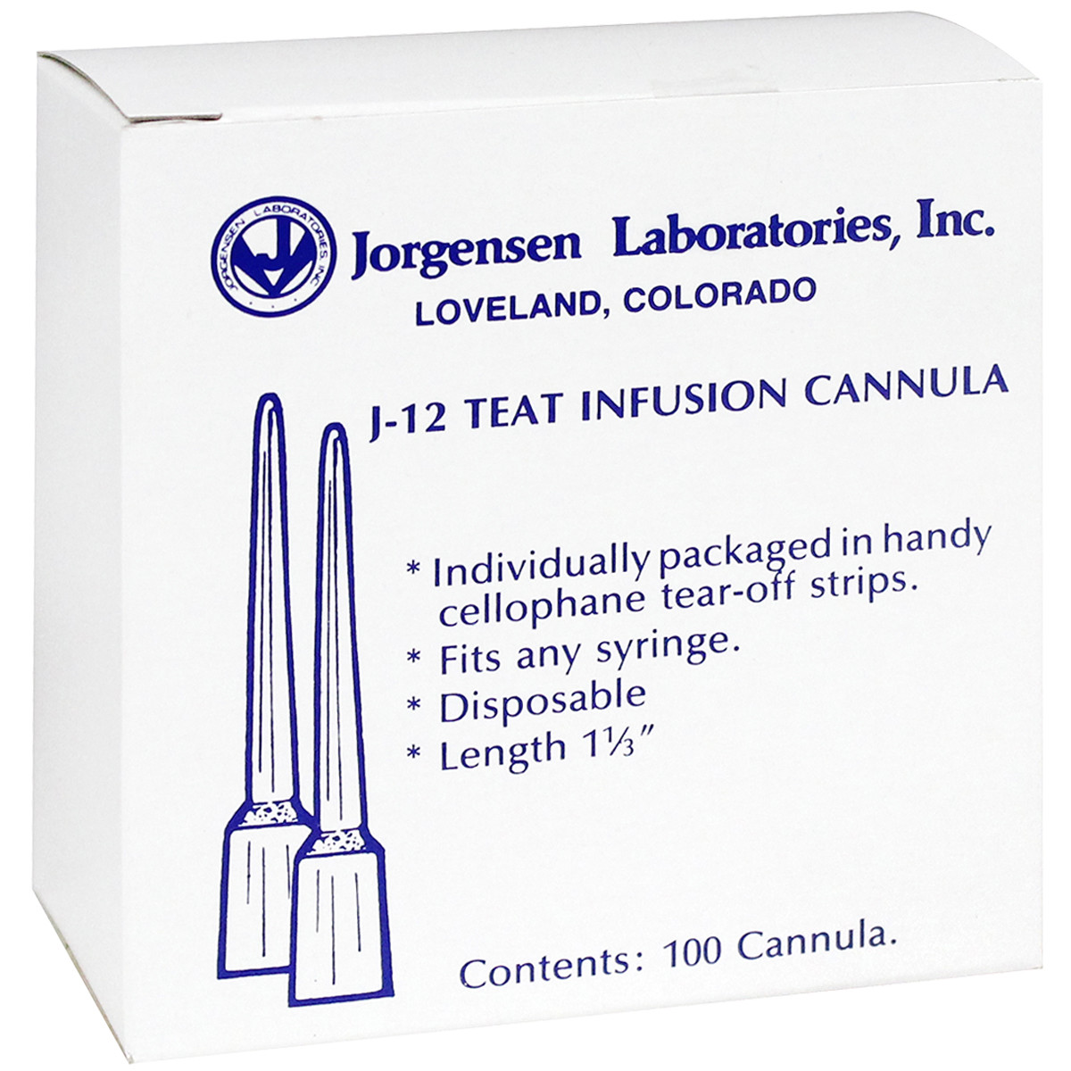 Teat Infusion Cannula 100ct Fits any Syringe Individually Packaged Jorgensen Lab