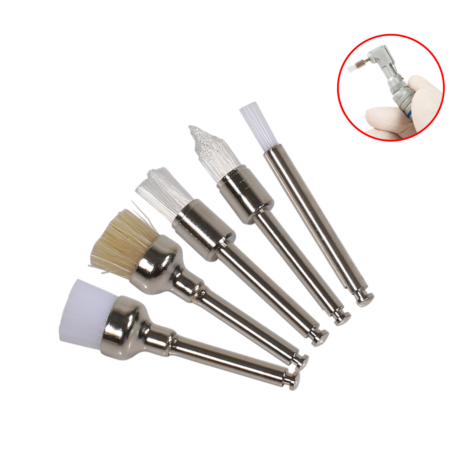 Dental Polishing Polisher Prophy Brush Nylon Tapered Flat Latch Bristle Bowl Typ