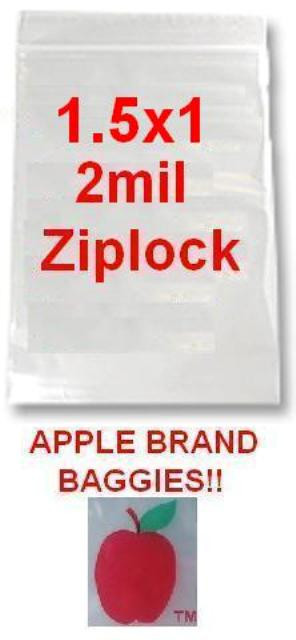 1000 APPLE BRAND 1510 1.5×1 2mil CLEAR ZIP LOCK BAGS 1,000 baggies 1.5″x1″ 1 1/2
