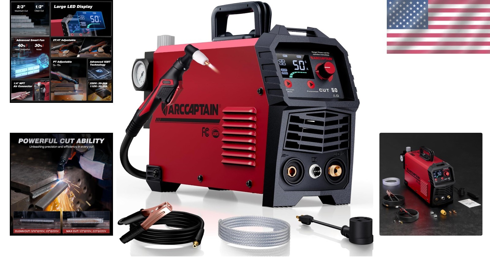 Professional-Grade Plasma Cutter: 1/2 Inch Clean Cuts & Smart Cooling System