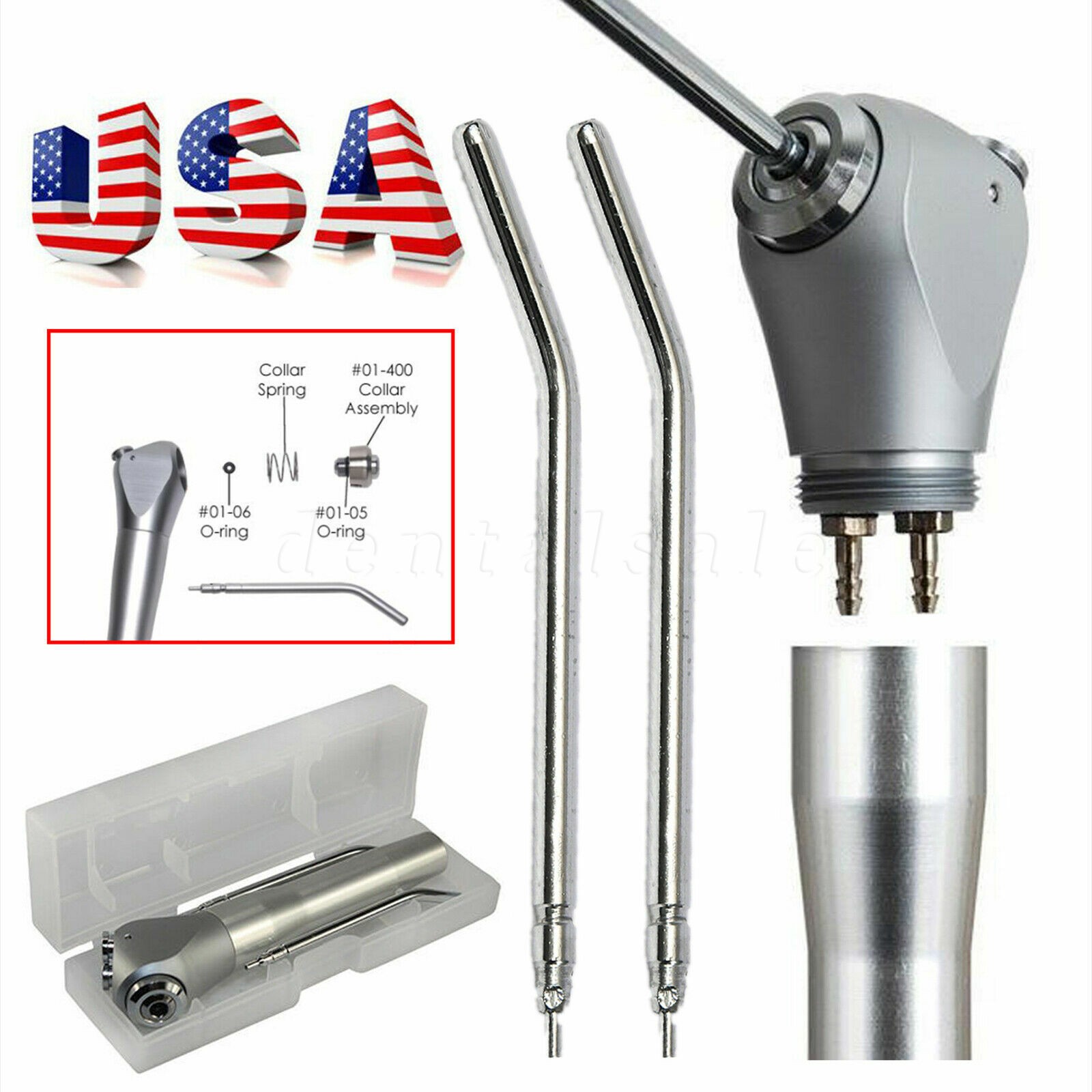 Dental Air Water Syringe Triple 3-Way Spray 2 Nozzle Tips Handpiece Autoclavable