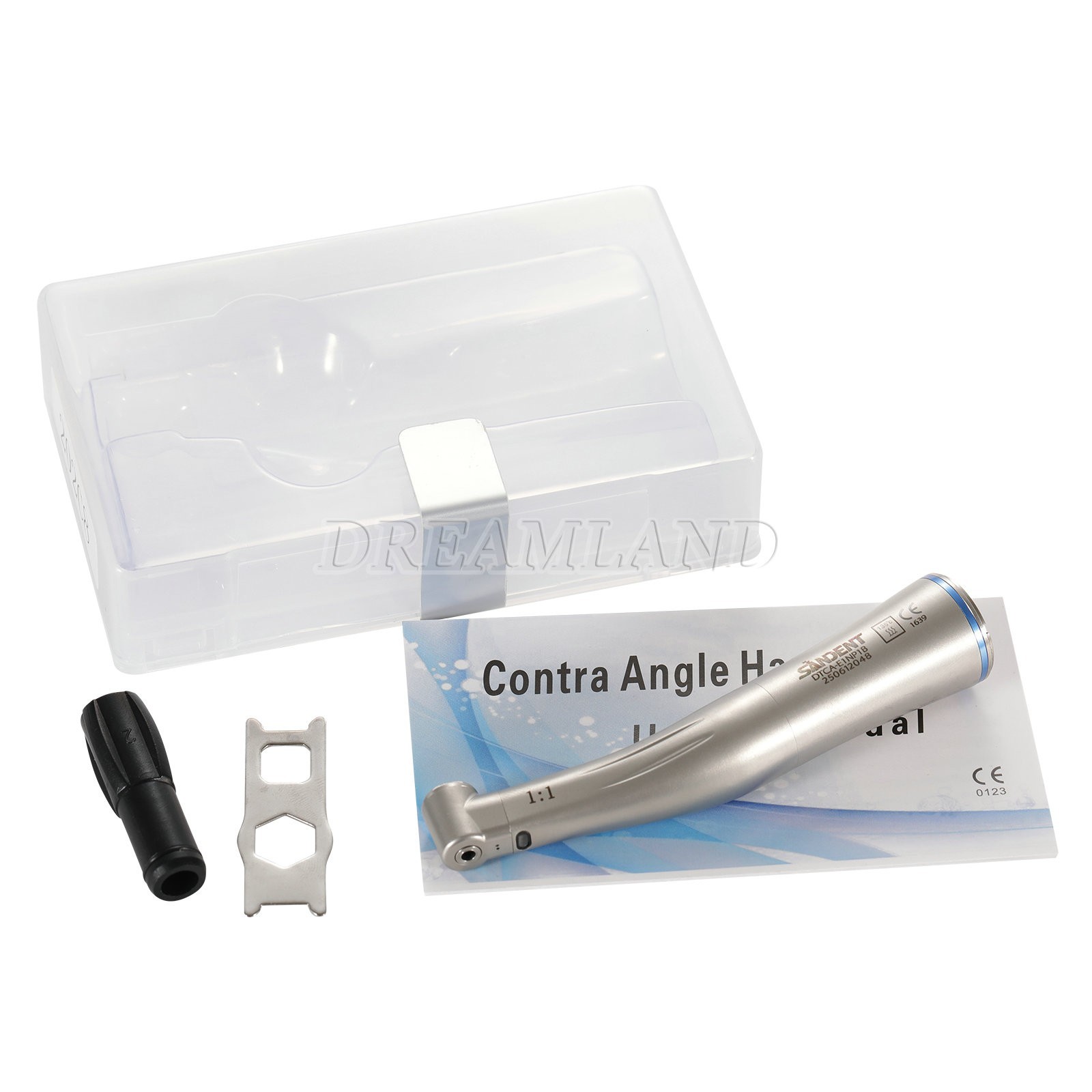 Dental 1:1 LED Light Fiber Optic Contra Angle Handpiece Fit E-type Motor DT USA