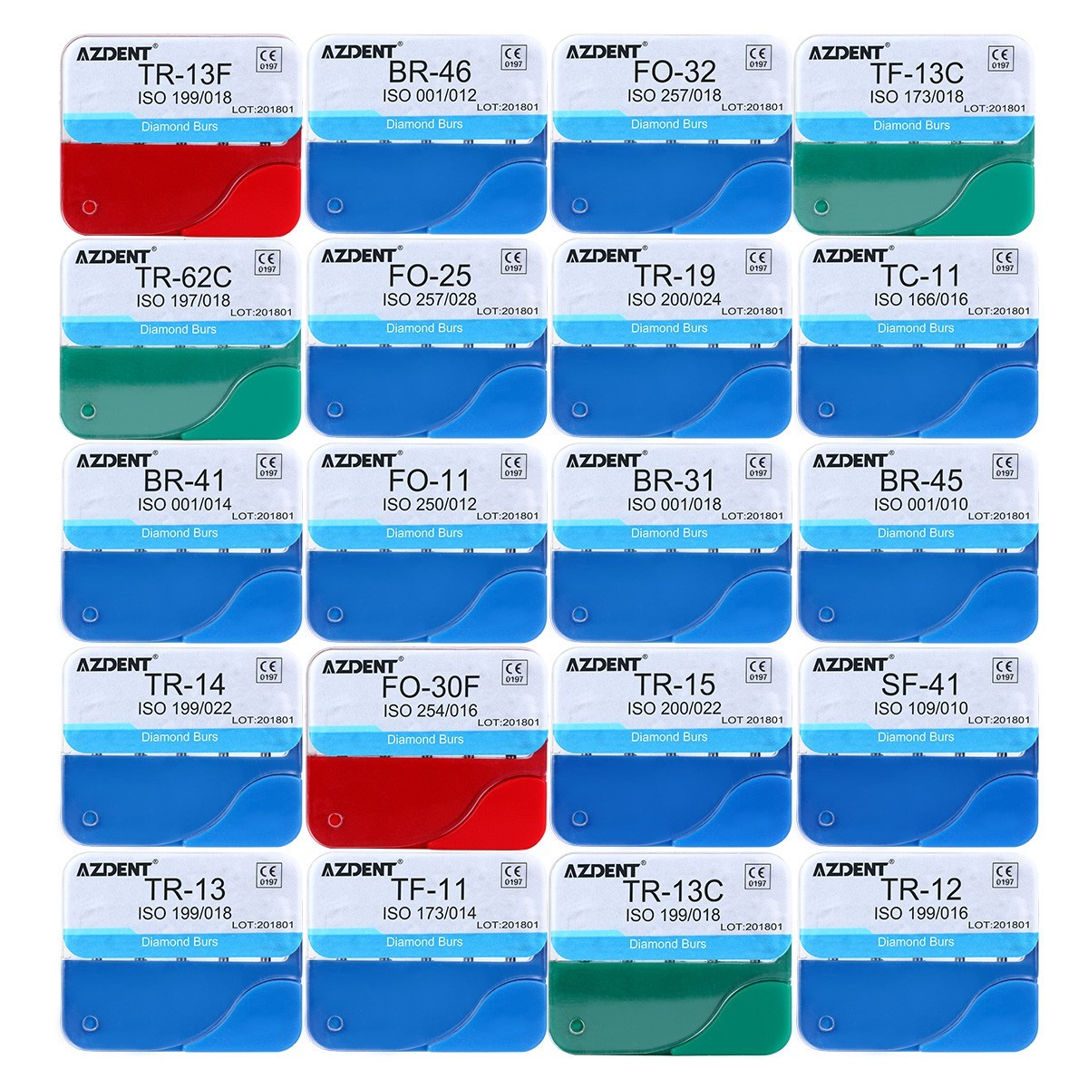20Packs AZDENT Dental FG Diamond Burs For High Speed Handpiece Medium FG 1.6mm