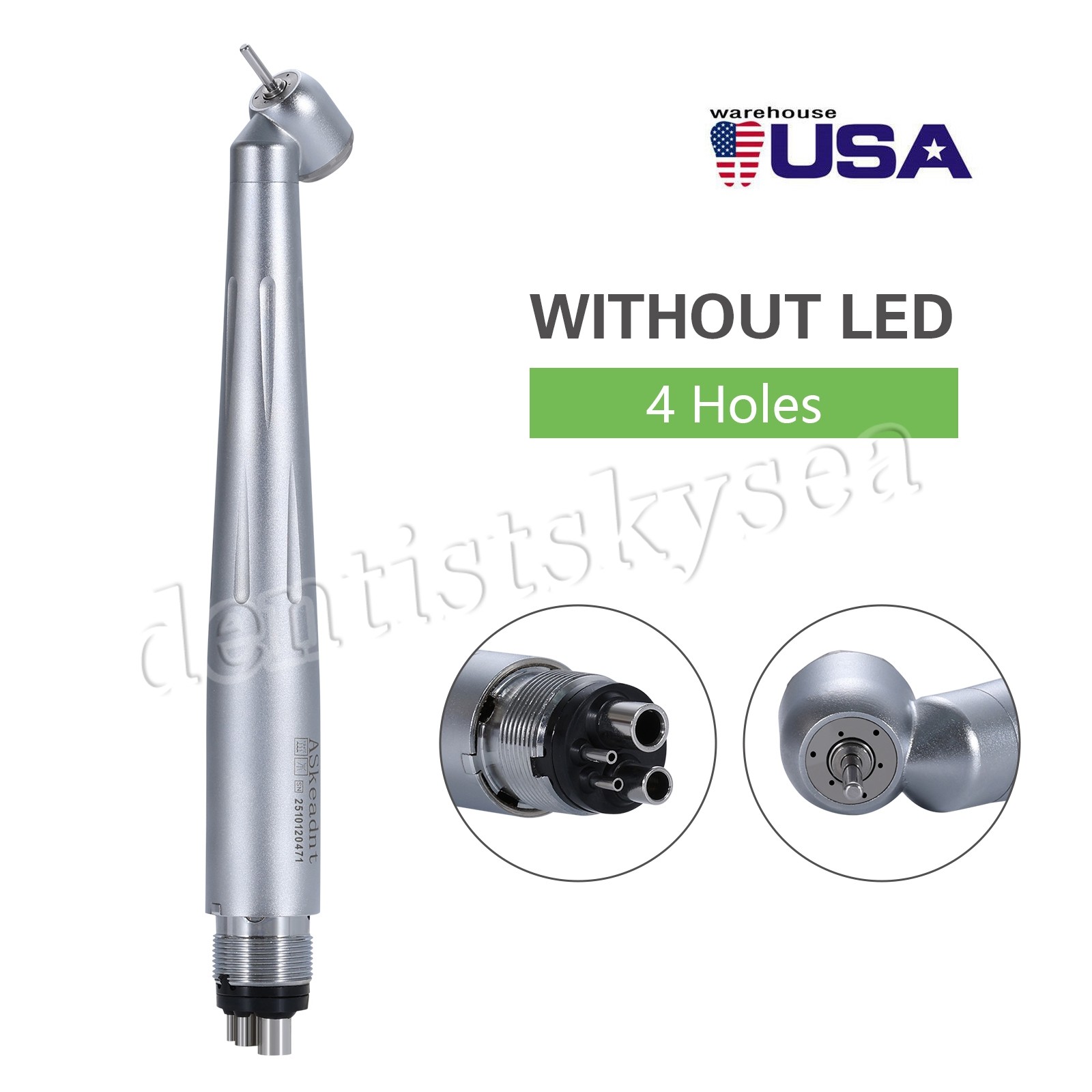 Dental 45° High Speed Handpiece Surgical Single Spray 4Hole Push Steel Turbine