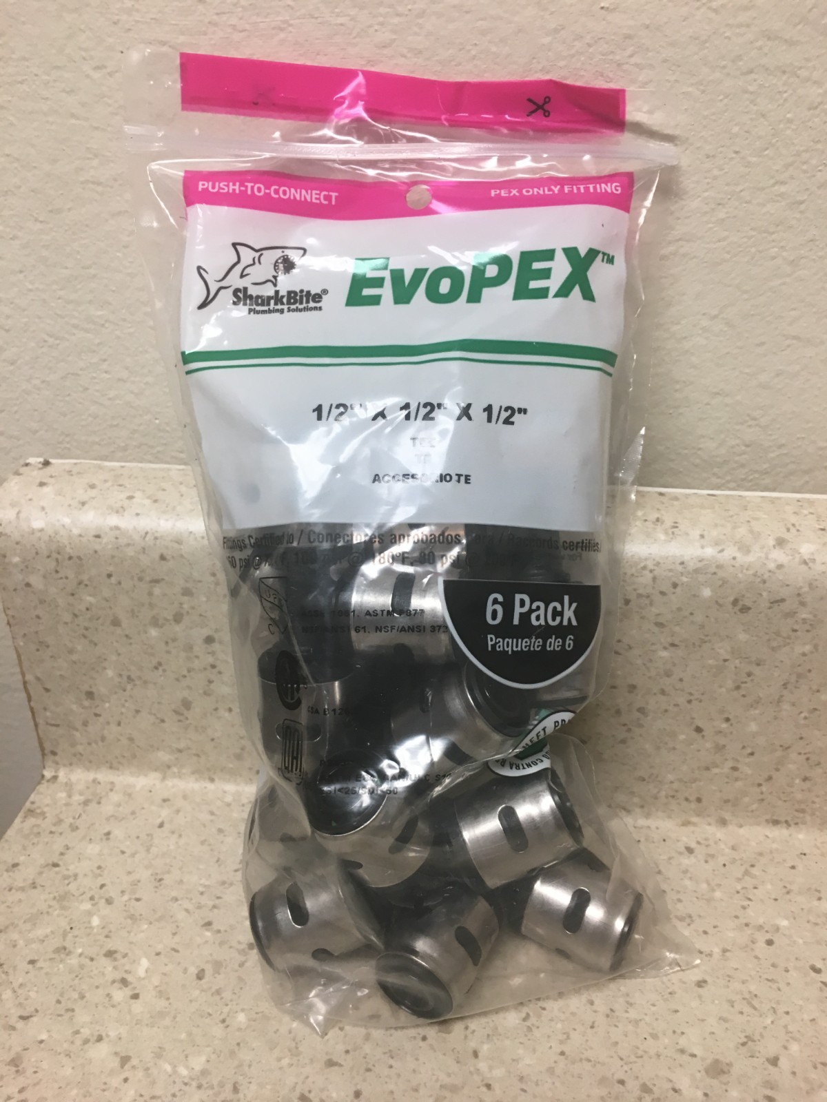 SharkBite EvoPEX 1/2 in. Push X 1/2 in. D Push Plastic Tee (6 PACK)