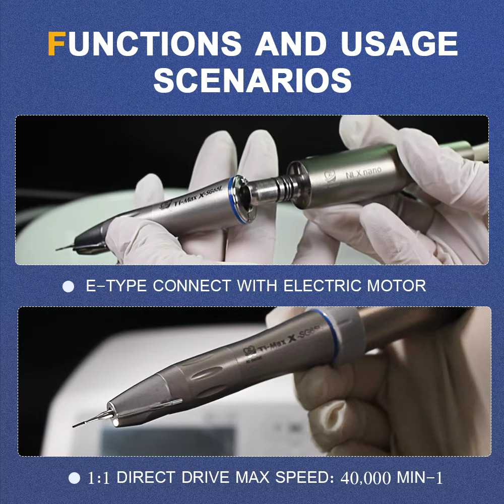 Dental Straight Handpiece AI-X-SG65L 1:1 Direct Drive External Cooling Spray Imp