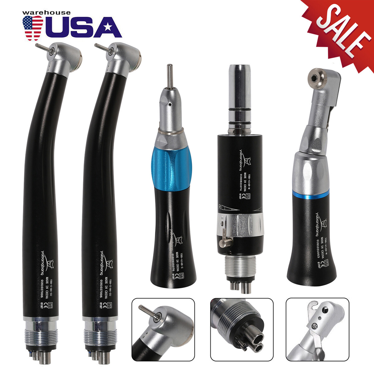 Dental High/Low Speed Turbine Handpiece 2HOLE/4HOLE Black Fit NSK Pana Max ty