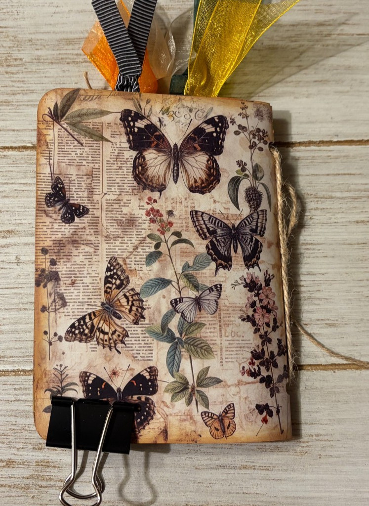 Junk Journal Handmade Booklet Book Vintage “Nature Butterfly” Pockets, Ephemera