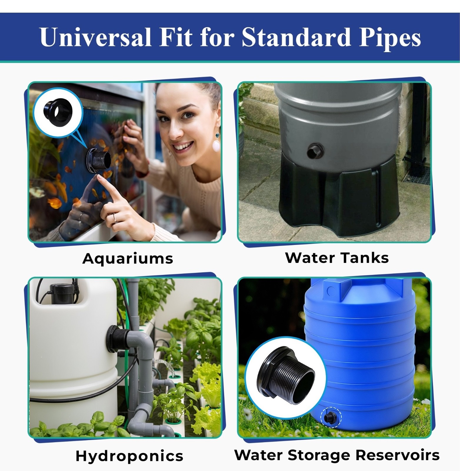 2″ Bulkhead Fitting – Slip x Slip – ABS Tank Aquarium 12 Pack | American Made