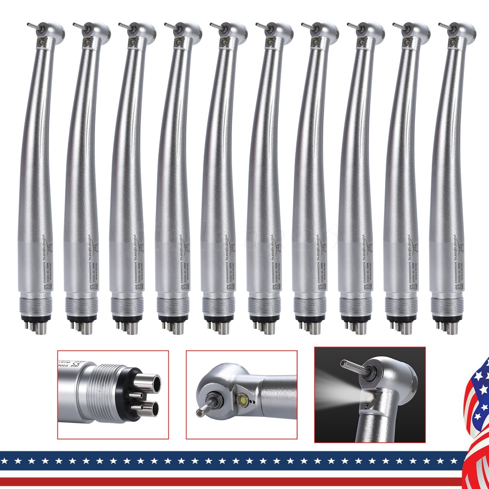 1-10 LED Dental Mini Small Head High Speed Handpiece Pedo Pediatric Push Button