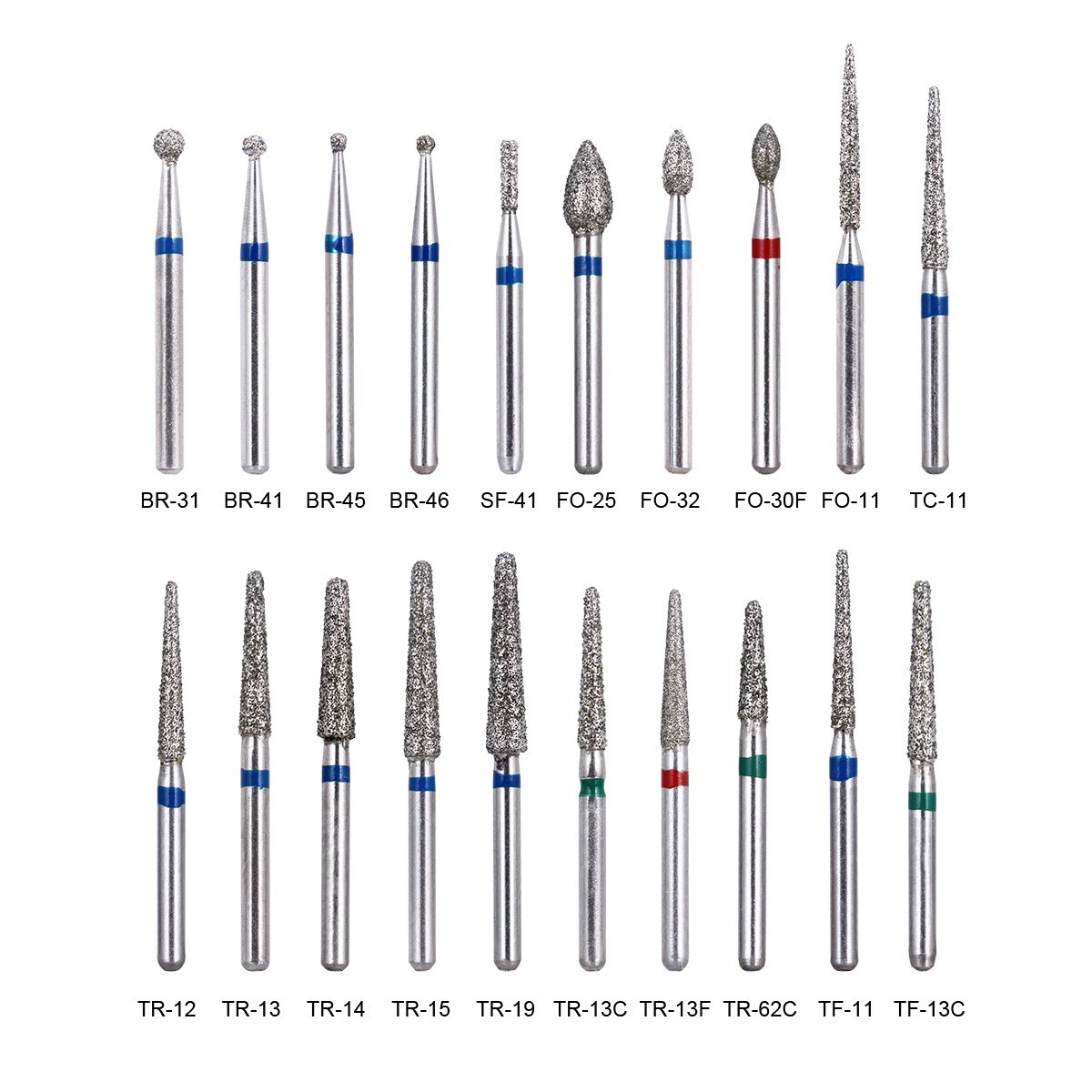 20Packs AZDENT Dental FG Diamond Burs For High Speed Handpiece Medium FG 1.6mm