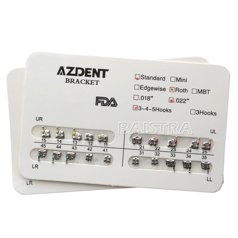 AZDENT Dental Orthodontic Brackets Braces Standard Roth Slot.022 Hooks 345 FDA