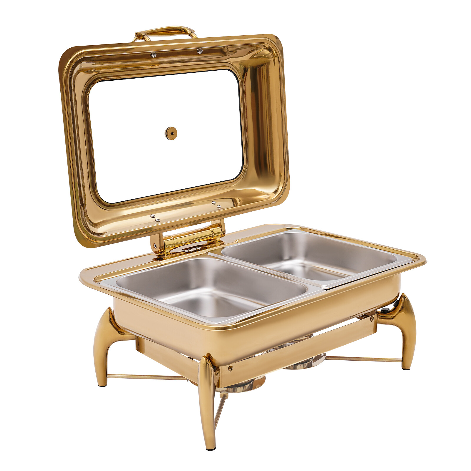 Gold 9QT Roll Top Chafing Dish Buffet Set Stainless Steel with Fuel Holder Home