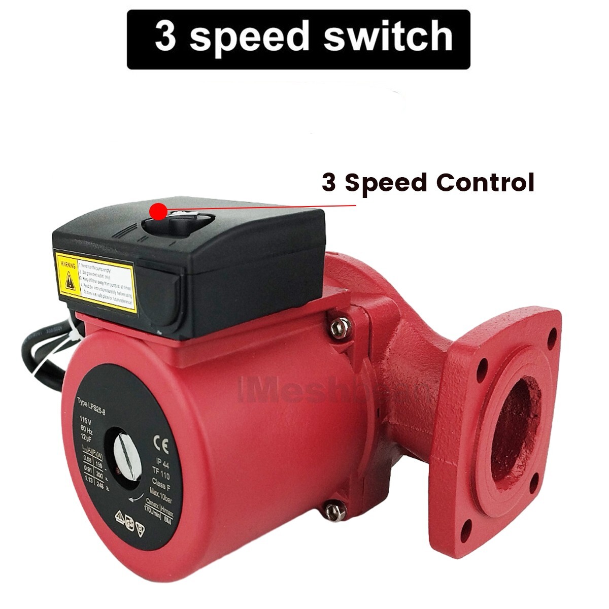 3 Speed 1/8HP Circulating Pump Use w/Outdoor Furnaces,Hot water heat,Solar,115V