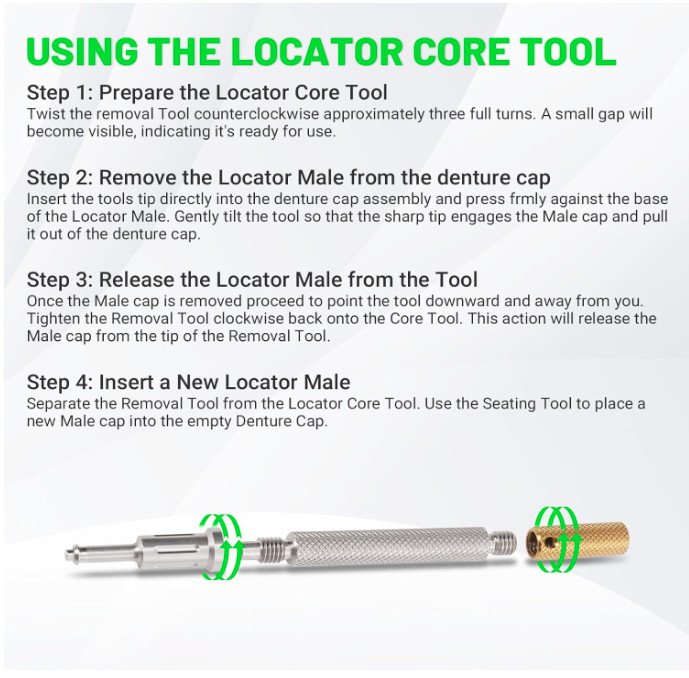 US Dental Zest Locator Legacy Core Tool Universal Implant Male Cap Insertio Tool