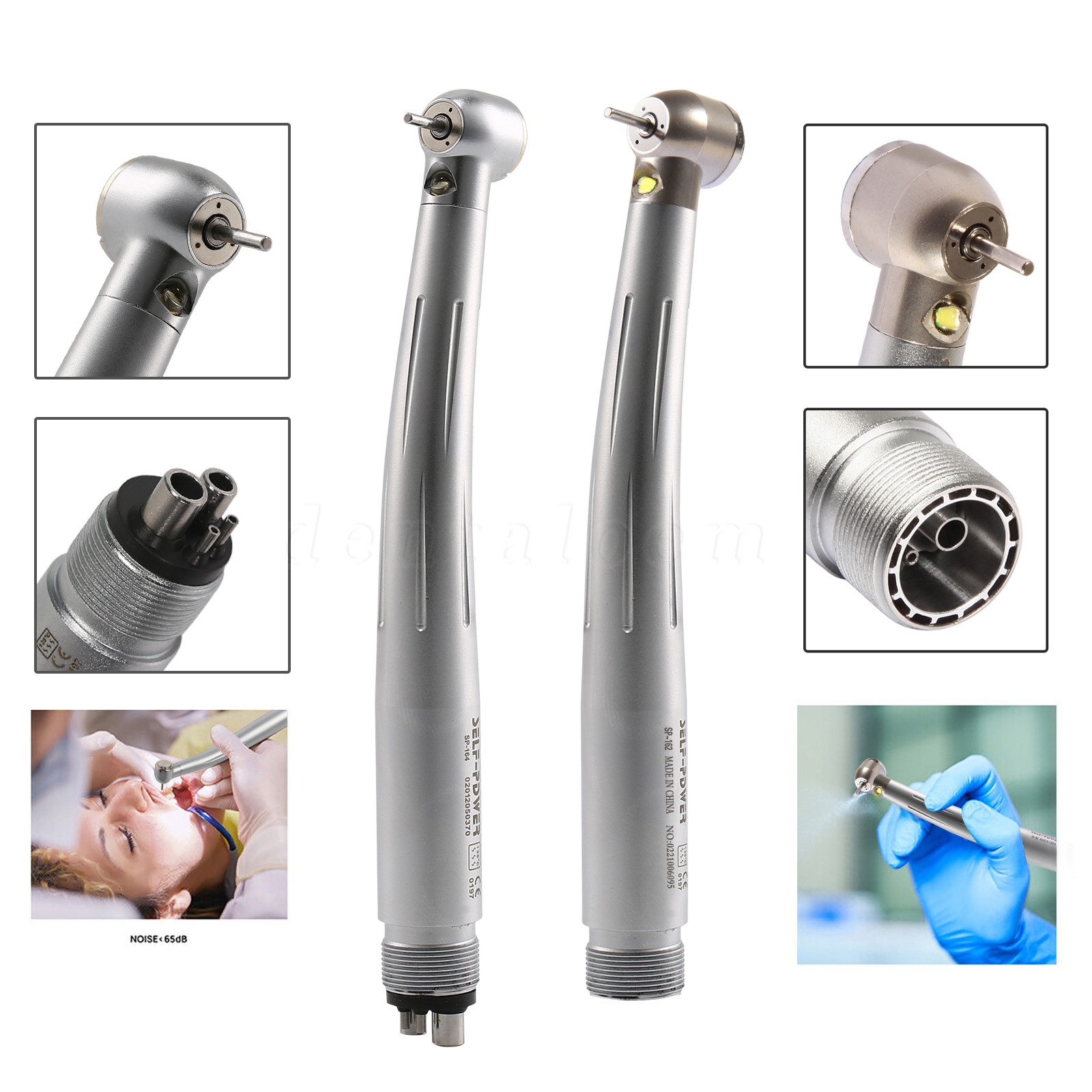 Dental LED E-generator Fiber Optic High Speed Handpiece 2 4Hole Fit FG1.6mm Burs