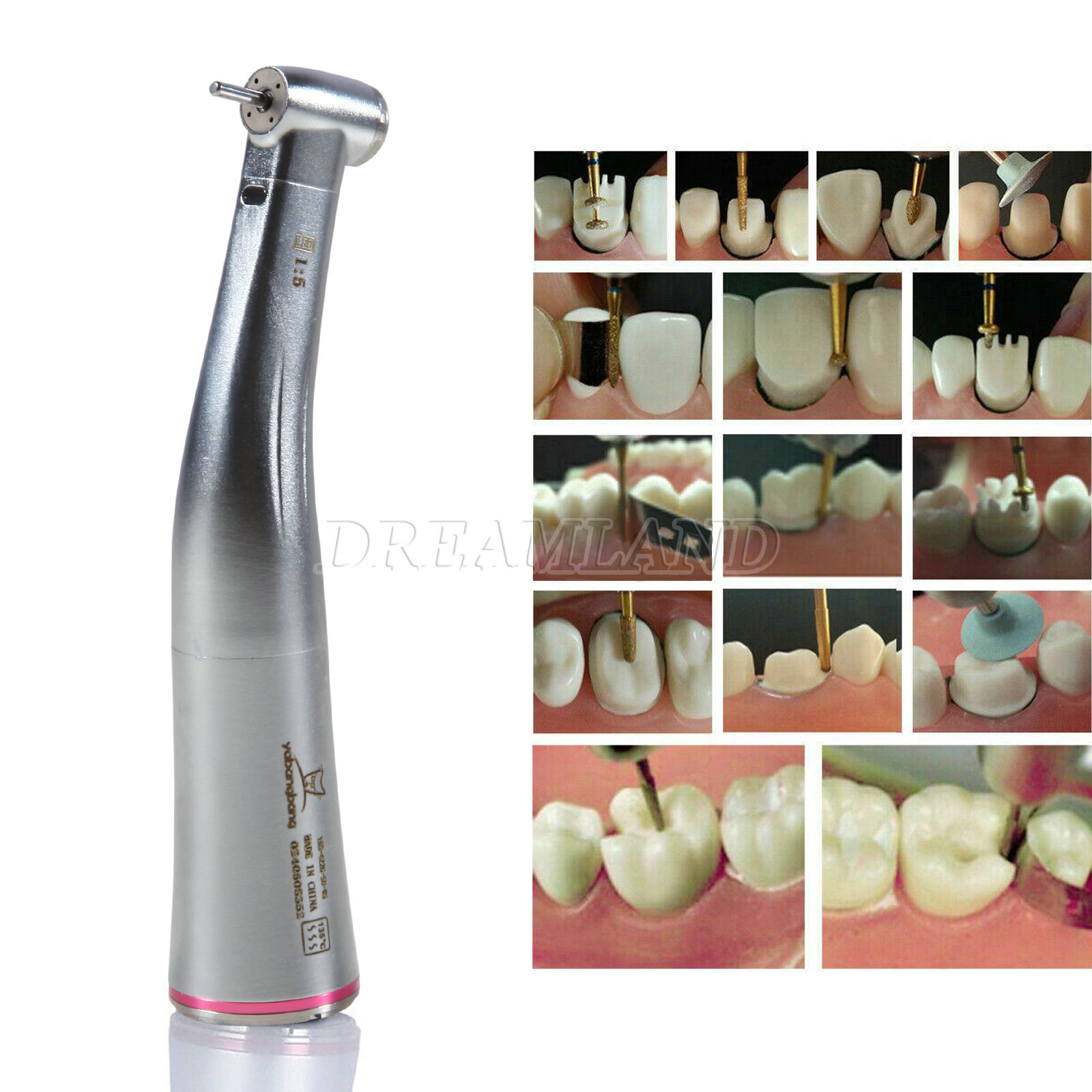 Dental 1:5 LED Fiber Optic Contra Angle Handpiece Electric Fit NSK Ti-MAX X95L