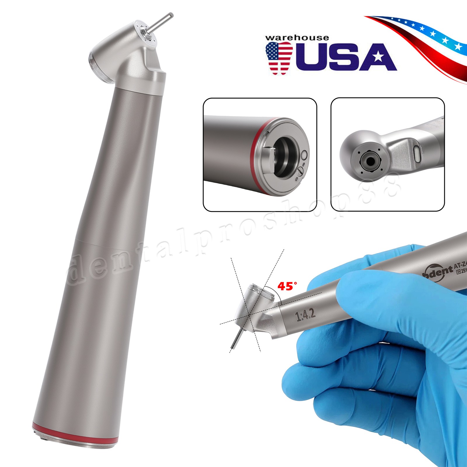 Dental 45° Angle Electric Handpiece Surgical 1:4.2 Fiber Optic NSK Ti Max Z45L