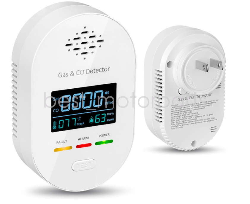 Portable 4-in-1 CO Detector with Smoke & Natural Gas, Plug-in Safety Alarm
