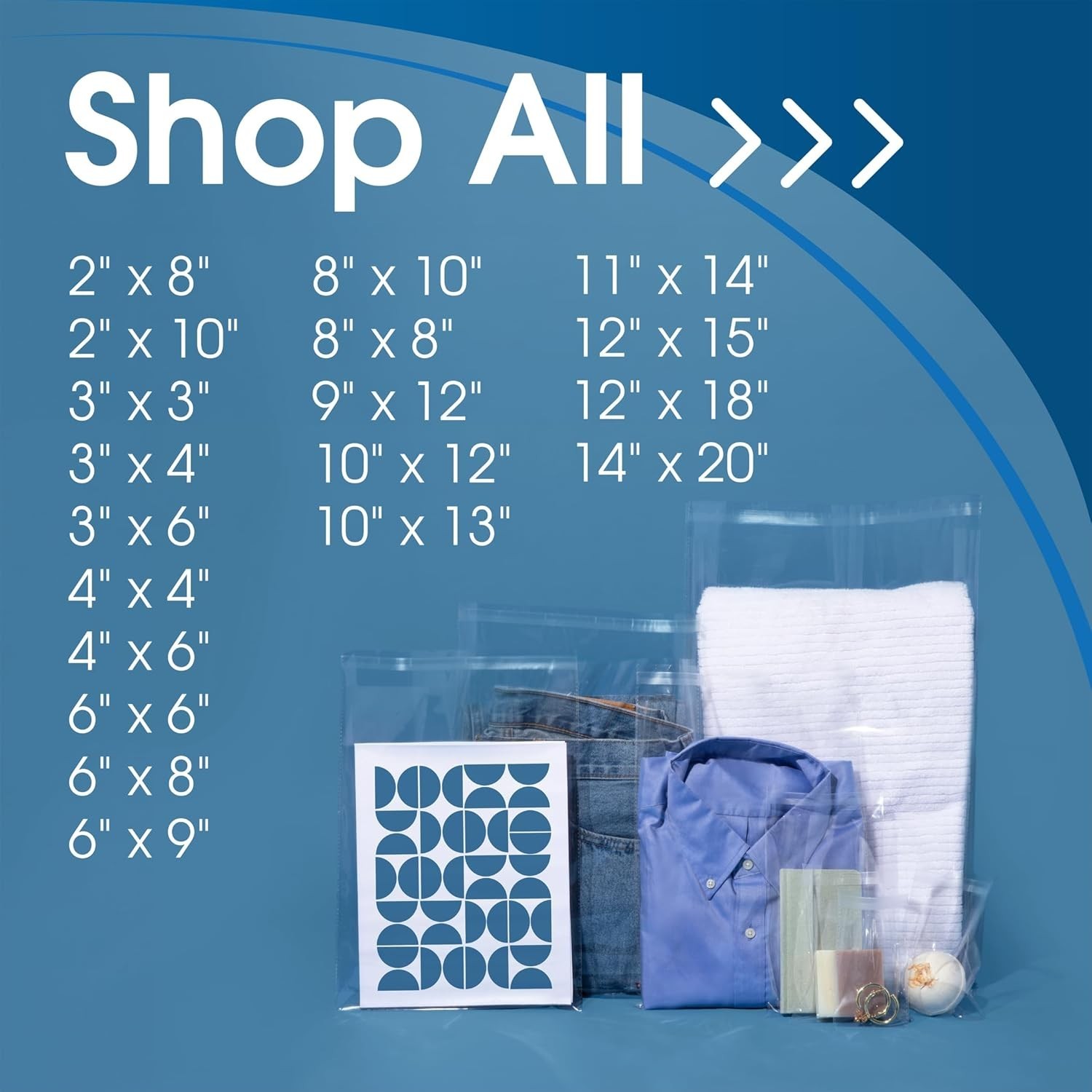 12″ X 15″ Self-Sealing Cellophane Bags 100 Count Clear Poly Packaging for Clo…