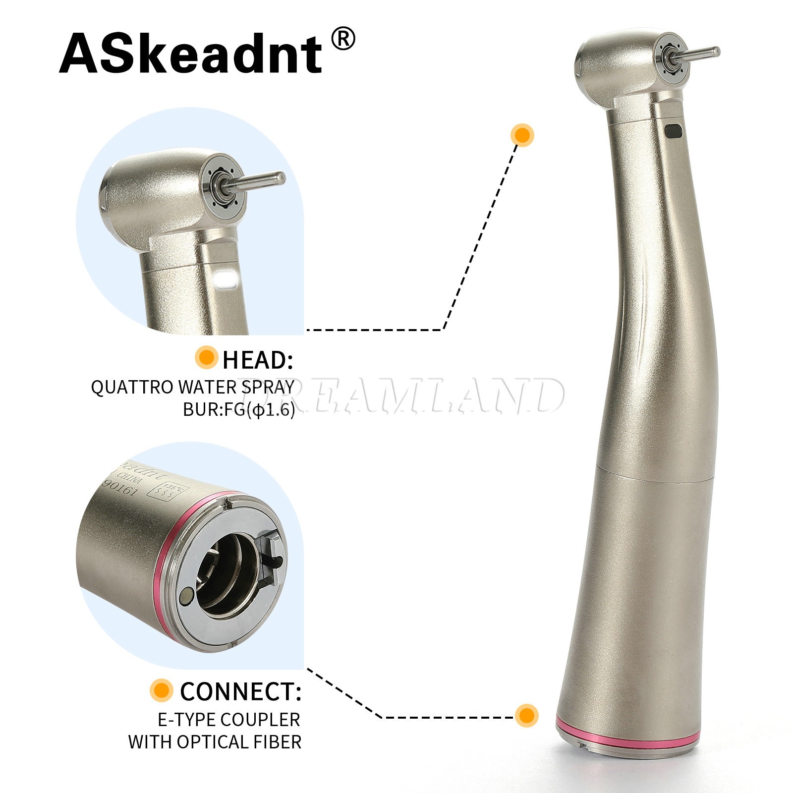 Dental 1:5 LED Electric Handpiece Fiber Optic Contra Angle NSK Style
