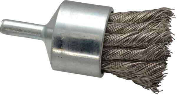 Weiler 1-1/8″ Brush Diam, Knotted, End Brush 1/4″ Diam Shank, 22,000 Max RPM