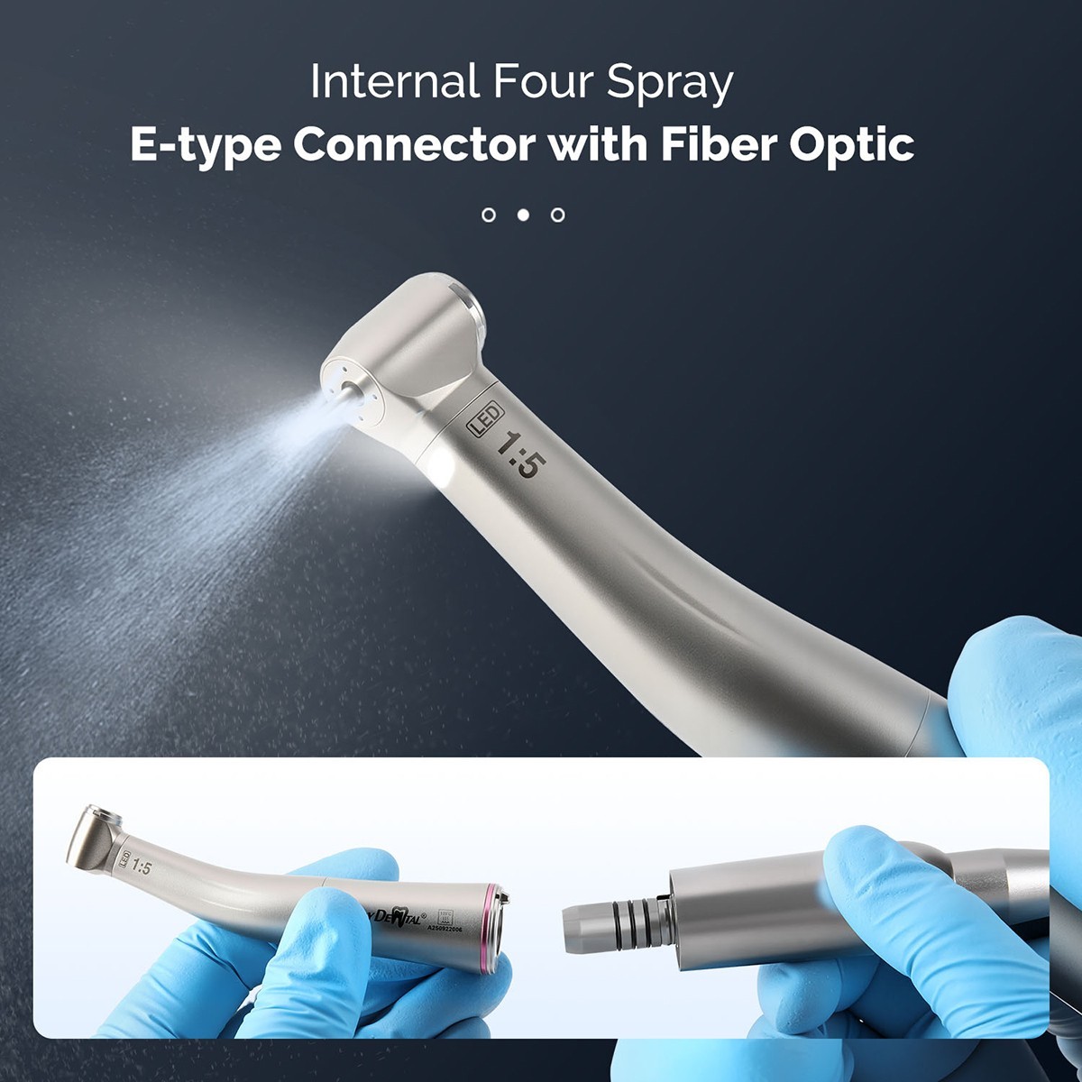 USA Dental 1:5 Increasing Electric LED Contra Angle Handpiece Mini Head 4 Spray
