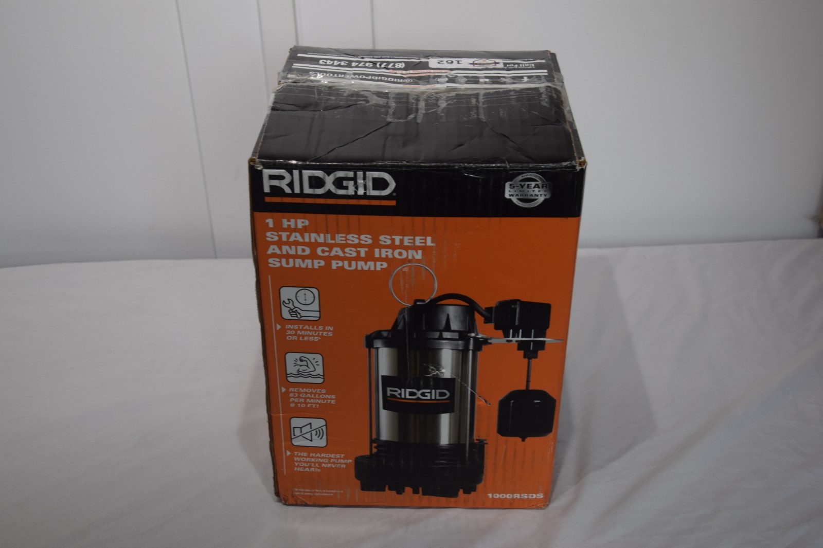 Rigid 1 HP SS Submersible Sump Pump 1000RSDS ***FLOAT LEVER BROKEN & MISSING***