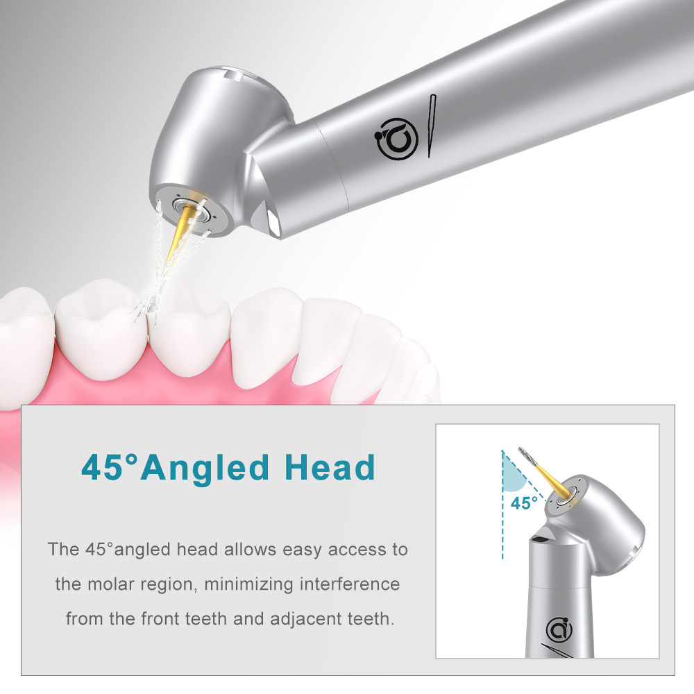 AiKO Series Dental 45° Angle Head High Speed Handpiece with K-coupler for FG Bur