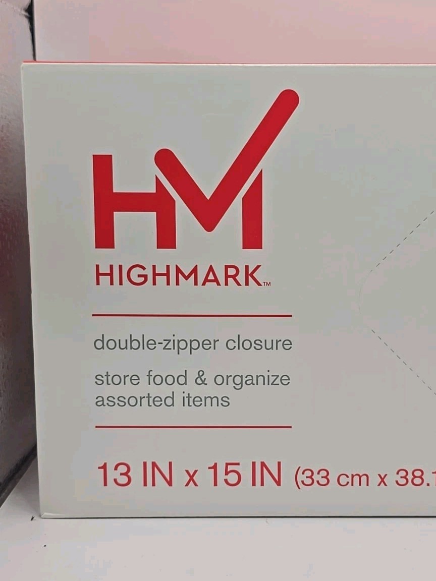 Highmark Clear Food/Item 100 Count Storage Bags 2 Gallon Zip Lock Zipper 13″x15″