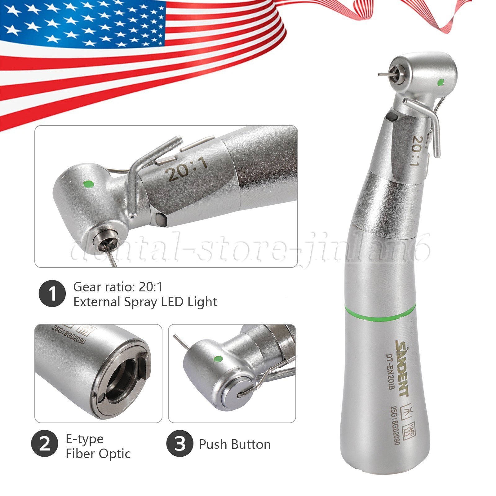 Dental Implant Handpiece 20:1 LED Contra Angle Fit Surgical Implant Motor