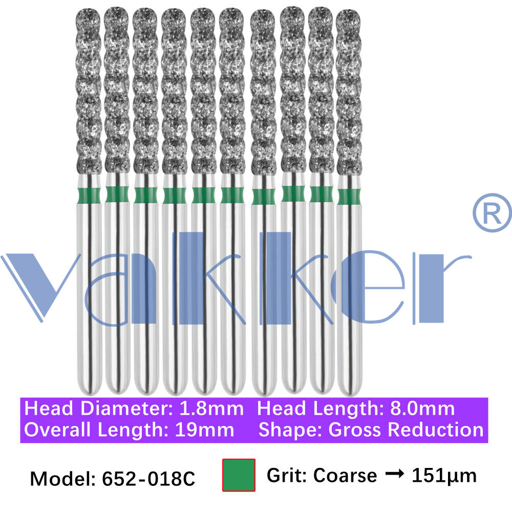 10Burs/pk Dental Diamond Burs FG Round End Taper Pear Coarse / Super Coarse Grit