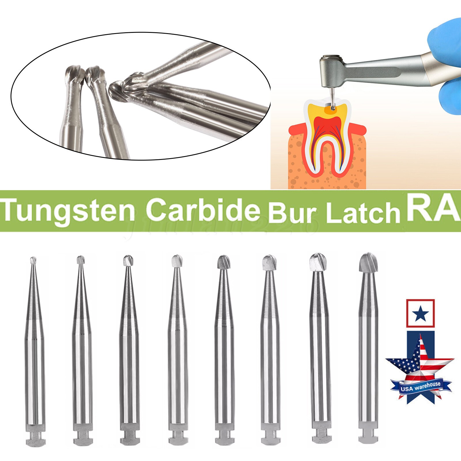 Dental Tungsten Steel Carbide Round Burs RA for Slow Low Speed Handpiece
