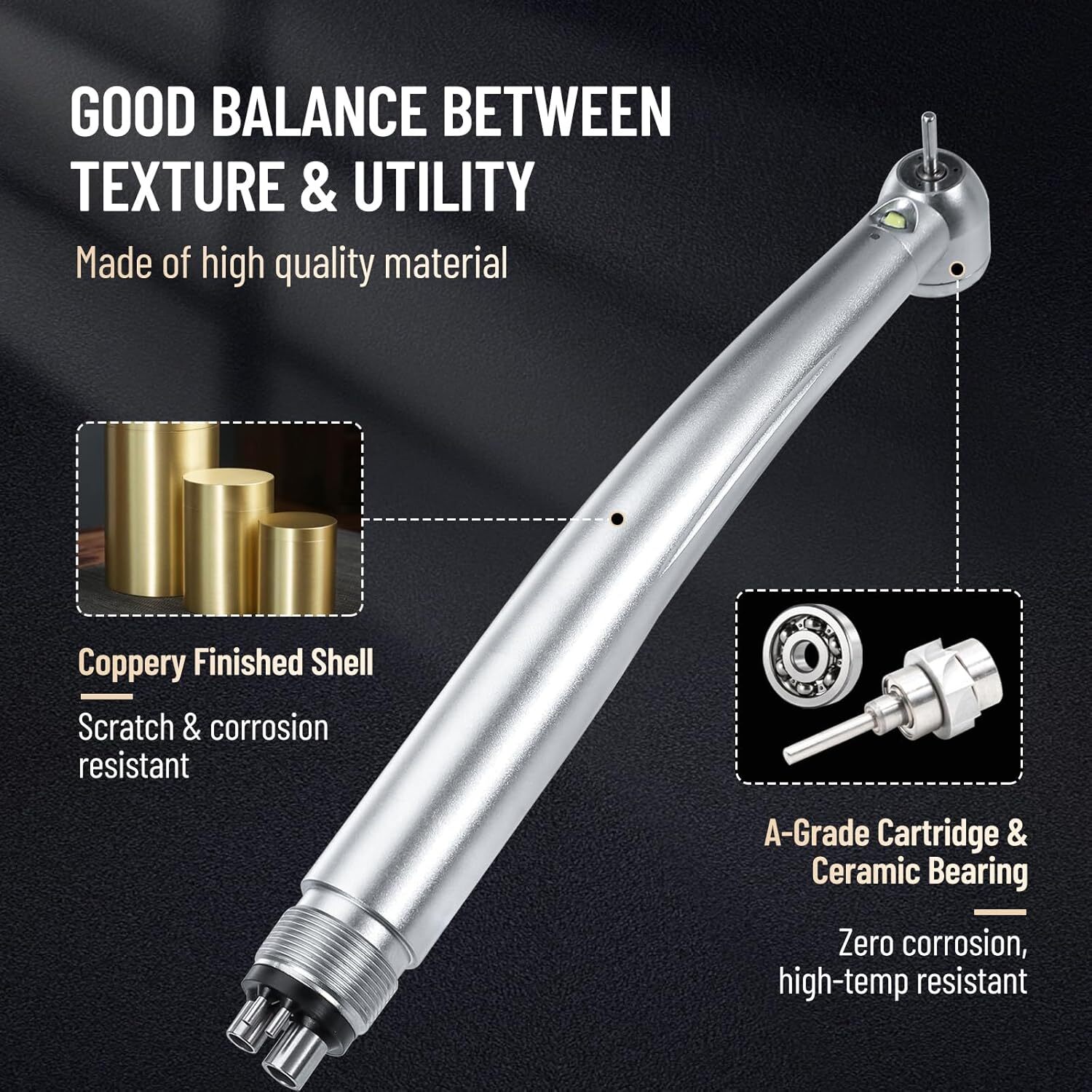 Dental LED Fiber Optic E-Generator High Speed Handpiece 3 Way Spray Push 4 Holes