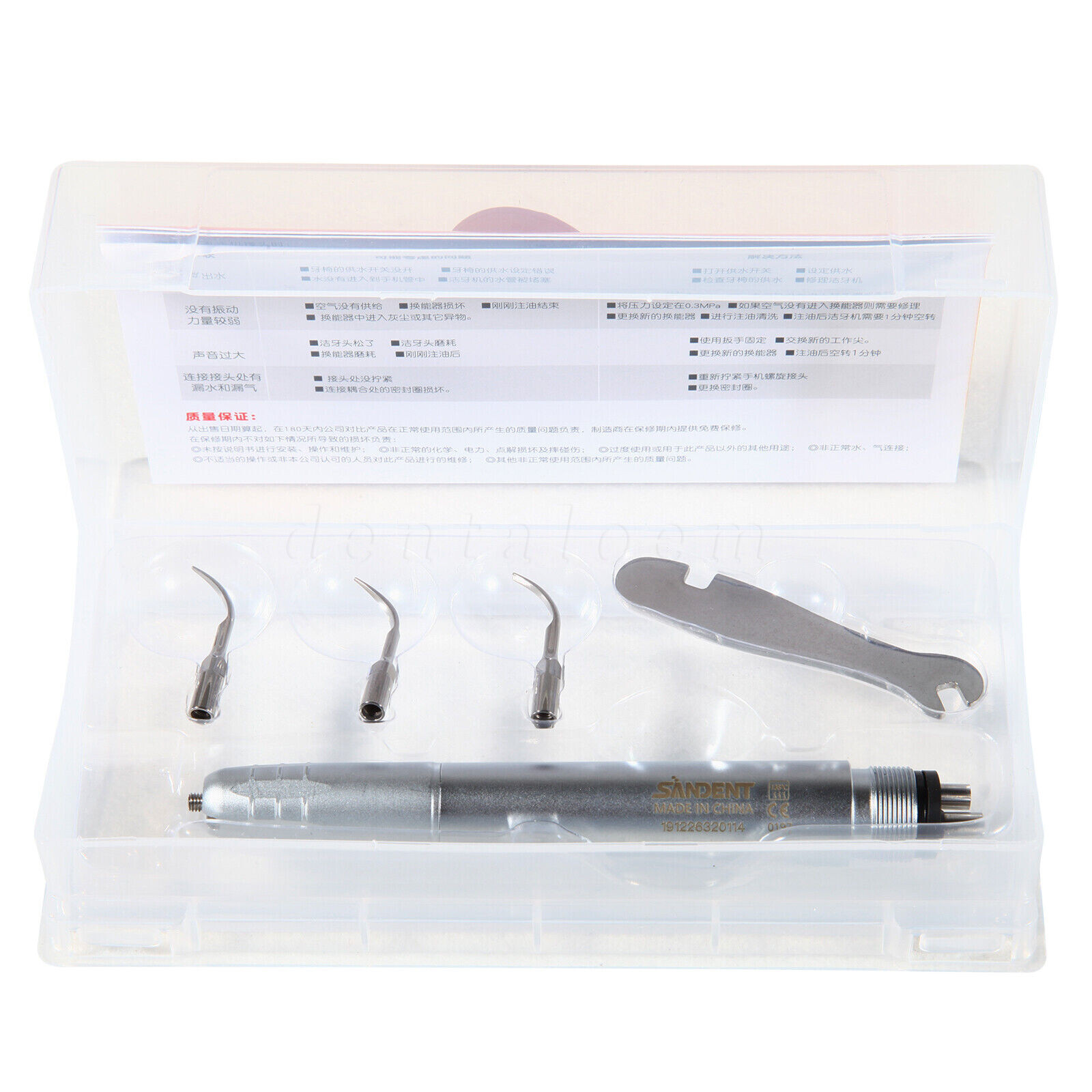 FDA Dental Piezo Air Ultrasonic Scaler 4-Hole Handpiece with 3 Scaler inserts US