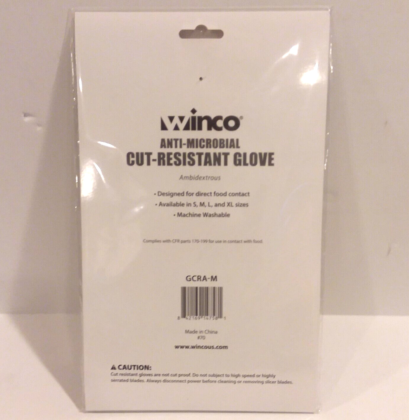 Winco Protective Cut Resistant Glove ANSI Level A5 Anti Microbial GCRA-M MEDIUM