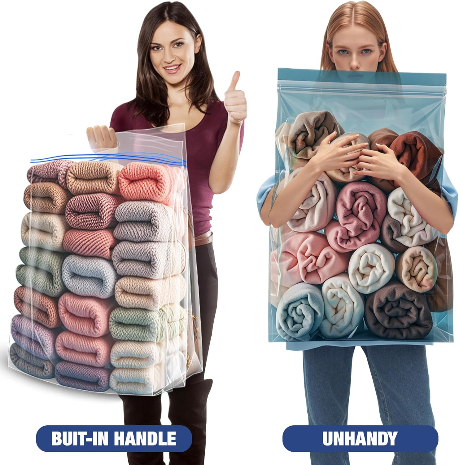 25 Gallon Jumbo Storage Bags, 35″ x 24″ Clear Plastic Zipper Bags with Handle…