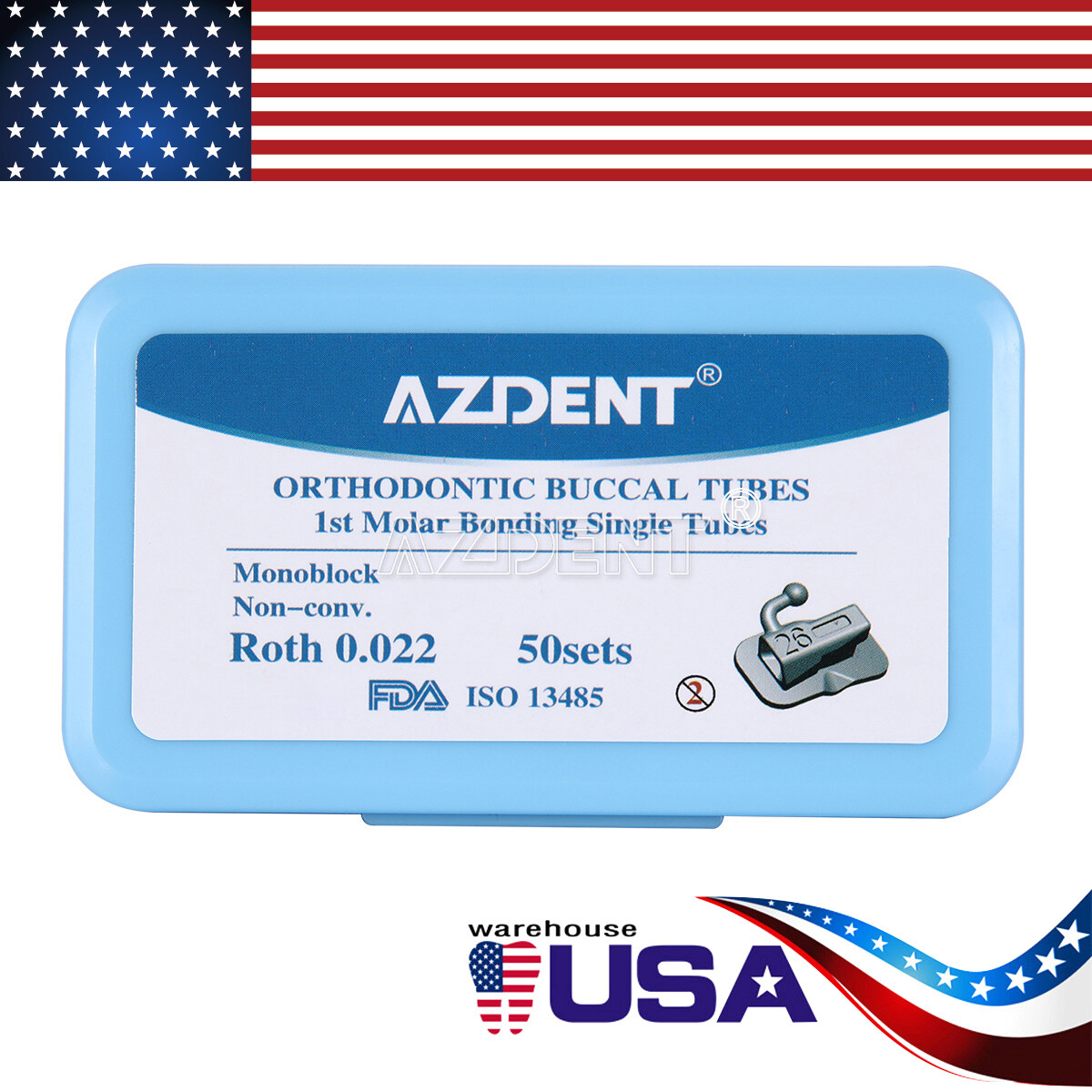 Dental Orthodontic Buccal Tube 1st 2nd Molar Tubes Roth/MBT 022 Bondable AZDENT